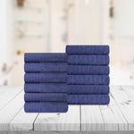 Superior Turkish Cotton Jacquard Herringbone Solid 12 Piece Face Towel
