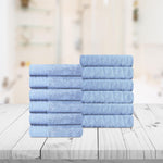 Superior Turkish Cotton Jacquard Herringbone Solid 12 Piece Face Towel