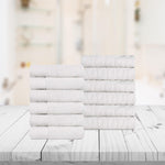 Superior Turkish Cotton Jacquard Herringbone Solid 12 Piece Face Towel