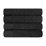 Superior Turkish Cotton Jacquard Herringbone Solid 4 Piece Bath Towels