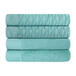 Superior Turkish Cotton Jacquard Herringbone Solid 4 Piece Bath Towels