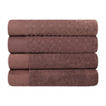 Superior Turkish Cotton Jacquard Herringbone Solid 4 Piece Bath Towels