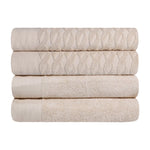 Superior Turkish Cotton Jacquard Herringbone Solid 4 Piece Bath Towels