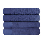 Superior Turkish Cotton Jacquard Herringbone Solid 4 Piece Bath Towels