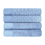 Superior Turkish Cotton Jacquard Herringbone Solid 4 Piece Bath Towels