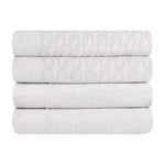 Superior Turkish Cotton Jacquard Herringbone Solid 4 Piece Bath Towels