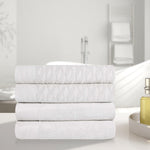 Superior Turkish Cotton Jacquard Herringbone Solid 4 Piece Bath Towels