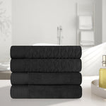Superior Turkish Cotton Jacquard Herringbone Solid 4 Piece Bath Towels
