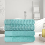 Superior Turkish Cotton Jacquard Herringbone Solid 4 Piece Bath Towels
