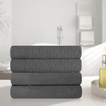 Superior Turkish Cotton Jacquard Herringbone Solid 4 Piece Bath Towels