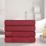 Superior Turkish Cotton Jacquard Herringbone Solid 4 Piece Bath Towels