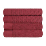 Superior Turkish Cotton Jacquard Herringbone Solid 4 Piece Bath Towels