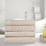 Superior Turkish Cotton Jacquard Herringbone Solid 4 Piece Bath Towels