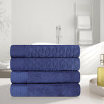 Superior Turkish Cotton Jacquard Herringbone Solid 4 Piece Bath Towels