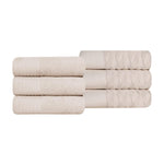 Superior Turkish Cotton Jacquard Herringbone Solid 6 Piece Hand Towel