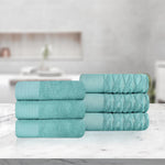 Superior Turkish Cotton Jacquard Herringbone Solid 6 Piece Hand Towel