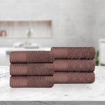 Superior Turkish Cotton Jacquard Herringbone Solid 6 Piece Hand Towel