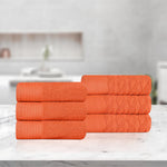 Superior Turkish Cotton Jacquard Herringbone Solid 6 Piece Hand Towel