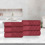 Superior Turkish Cotton Jacquard Herringbone Solid 6 Piece Hand Towel