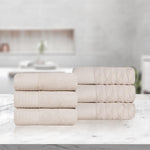 Superior Turkish Cotton Jacquard Herringbone Solid 6 Piece Hand Towel