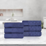 Superior Turkish Cotton Jacquard Herringbone Solid 6 Piece Hand Towel