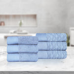 Superior Turkish Cotton Jacquard Herringbone Solid 6 Piece Hand Towel