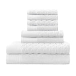 Superior Turkish Cotton Jacquard Herringbone & Solid 8 Piece Towel Set