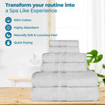 Superior Ultra Soft Cotton Absorbent Solid Assorted 6 Piece Towel Set