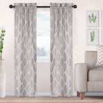 Venetian Damask Jacquard Grommet Traditional Curtain Panel Set
