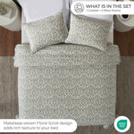 Superior Vineyard Cotton Blend Matelasse Weave Floral Scroll Coverlet