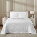 Superior Vineyard Cotton Blend Matelasse Weave Floral Scroll Coverlet