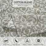 Superior Vineyard Cotton Blend Matelasse Weave Floral Scroll Coverlet
