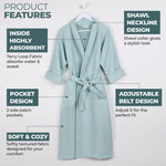 Superior Waffle Weave Cotton Bathrobe Oversized Unisex Adult Bath Robe