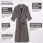 Superior Waffle Weave Cotton Bathrobe Oversized Unisex Adult Bath Robe