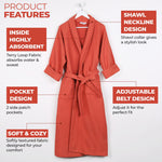 Superior Waffle Weave Cotton Bathrobe Oversized Unisex Adult Bath Robe