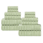 Superior Zuma Zero Twist Cotton Waffle Stripes 12 Piece Towel Set