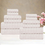 Superior Zuma Zero Twist Cotton Waffle Stripes 12 Piece Towel Set