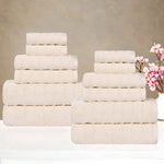 Superior Zuma Zero Twist Cotton Waffle Stripes 12 Piece Towel Set