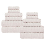 Superior Zuma Zero Twist Cotton Waffle Stripes 12 Piece Towel Set