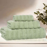 Superior Zuma Zero Twist Cotton Waffle Stripes 3 Piece Towel Set