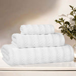 Superior Zuma Zero Twist Cotton Waffle Stripes 3 Piece Towel Set