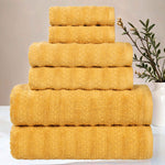 Superior Zuma Zero Twist Cotton Waffle Stripes 6 Piece Towel Set