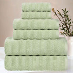 Superior Zuma Zero Twist Cotton Waffle Stripes 6 Piece Towel Set