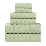 Superior Zuma Zero Twist Cotton Waffle Stripes 6 Piece Towel Set