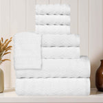 Superior Zuma Zero Twist Cotton Waffle Stripes 8 Piece Towel Set
