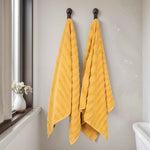 Superior Zuma Zero Twist Cotton Waffle Stripes Bath Sheets, Set of 2