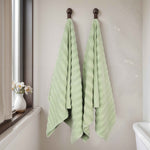 Superior Zuma Zero Twist Cotton Waffle Stripes Bath Sheets, Set of 2