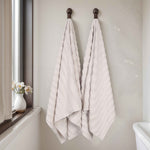Superior Zuma Zero Twist Cotton Waffle Stripes Bath Sheets, Set of 2
