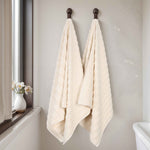 Superior Zuma Zero Twist Cotton Waffle Stripes Bath Sheets, Set of 2