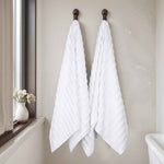 Superior Zuma Zero Twist Cotton Waffle Stripes Bath Sheets, Set of 2